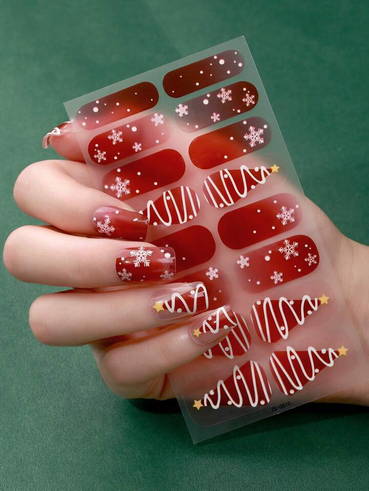 Christmas Trees Gel Nails-1