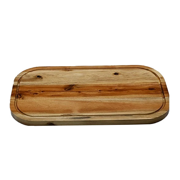 [ Set of 3 ] Zavis Green Acacia Wood Serving Rounded Cutting Board With Juice Groove 18" X 10" | Dishwasher Safe-0