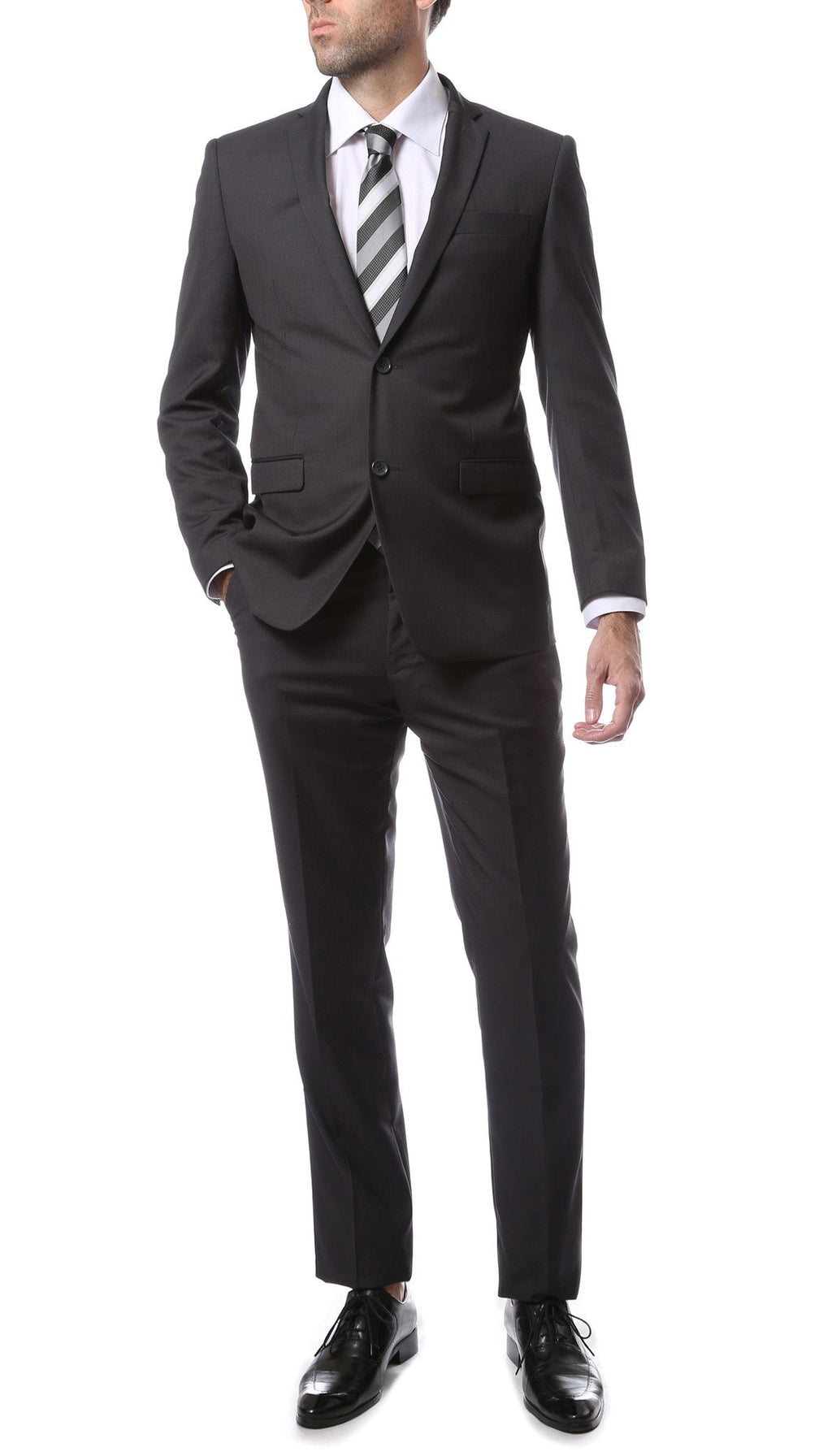 Mens ZNL22S 2pc 2 Button Slim Fit Heather Grey Zonettie Suit-0