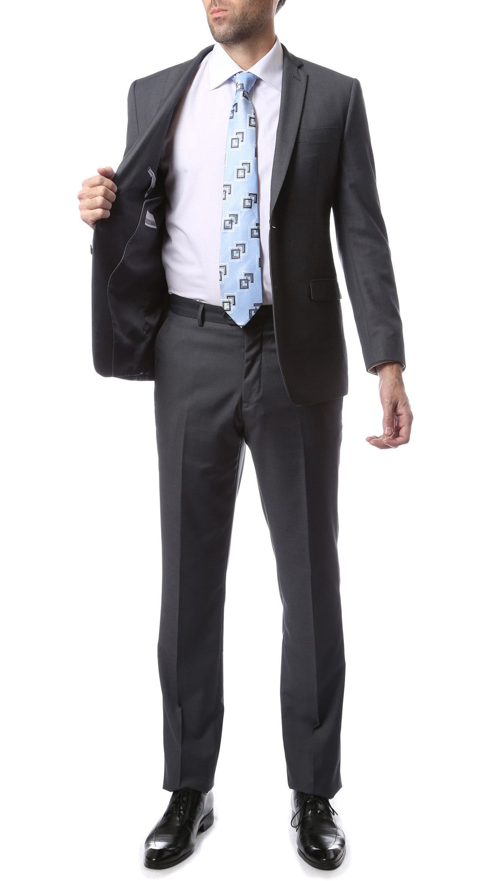 Mens ZNL22S 2pc 2 Button Slim Fit Heather Grey Zonettie Suit-1