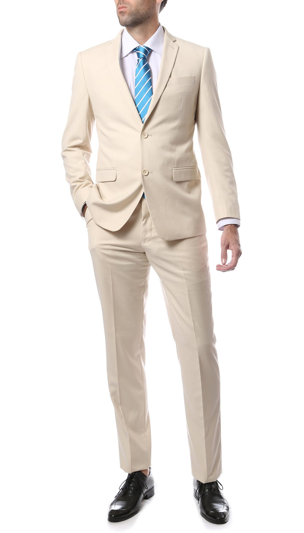 Mens ZNL22S 2pc 2 Button Slim Fit Tan Zonettie Suit-2