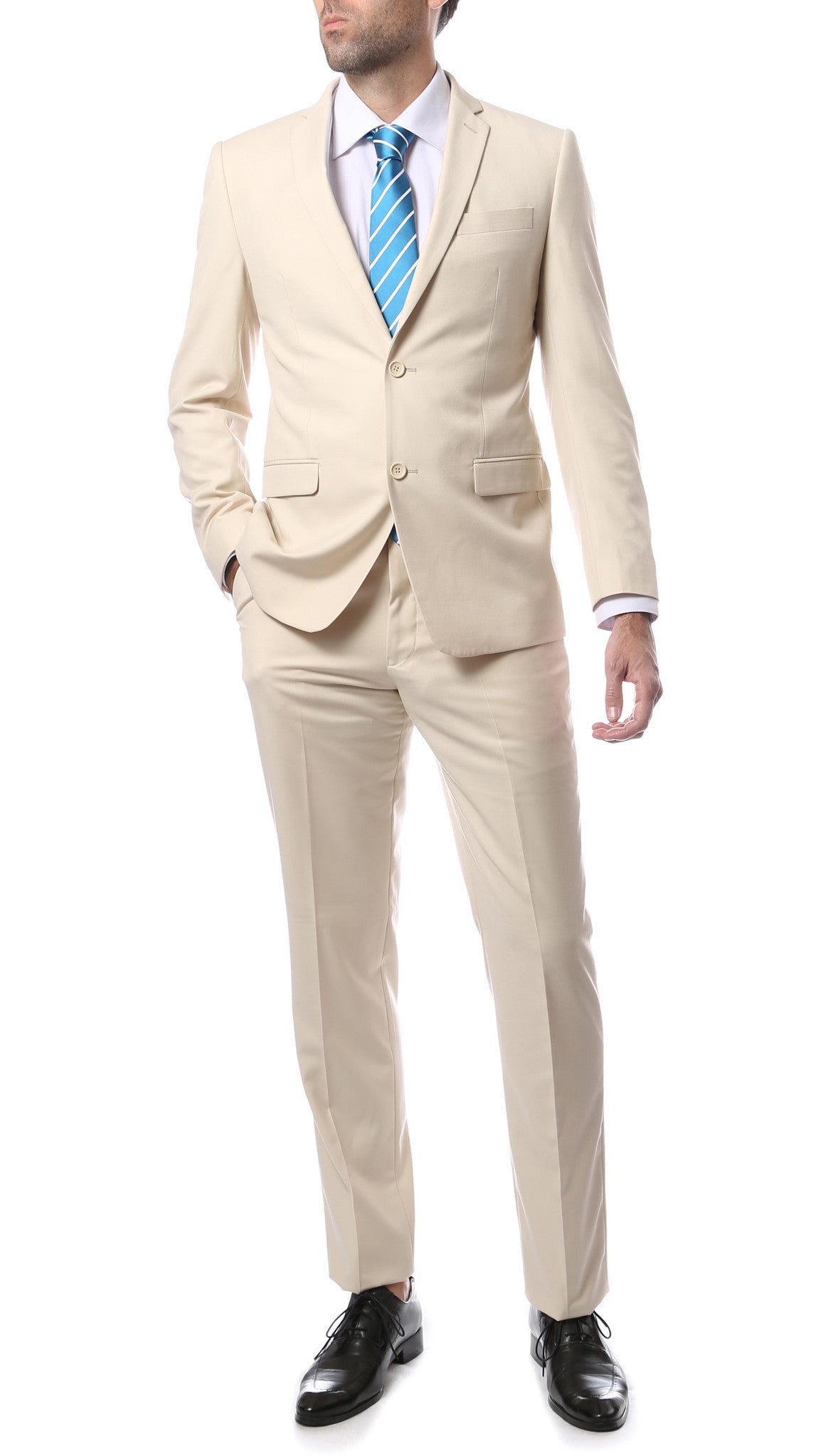 Mens ZNL22S 2pc 2 Button Slim Fit Tan Zonettie Suit-2