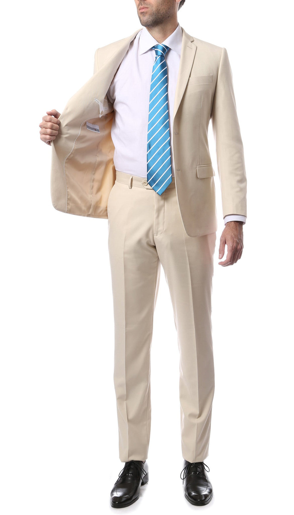 Mens ZNL22S 2pc 2 Button Slim Fit Tan Zonettie Suit-3