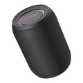Black waterproof Bluetooth speaker with LED lighting and rugged exterior for outdoor audio playback