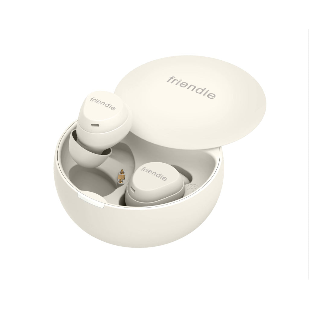 Beige wireless sleep earbuds and matching charging case with soft silicone eartips for daily comfort. — view 5