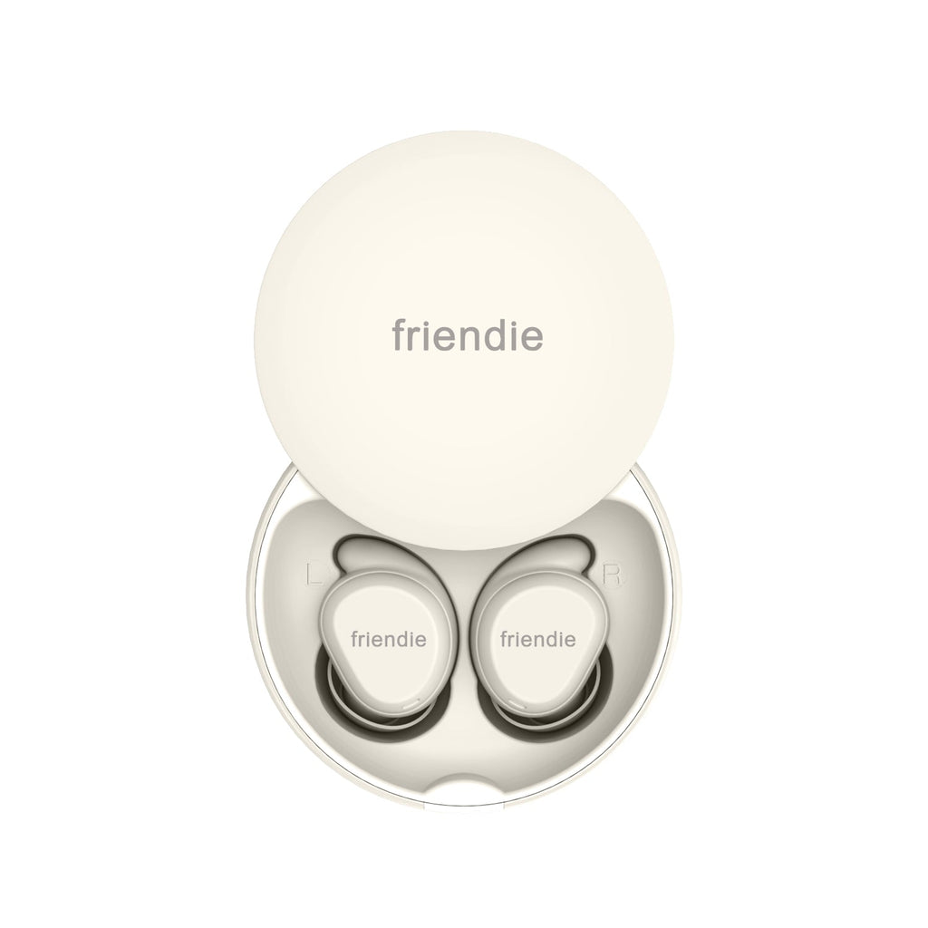 Beige wireless sleep earbuds and matching charging case with soft silicone eartips for daily comfort. — view 3
