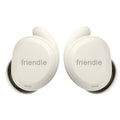 Beige wireless sleep earbuds and matching charging case with soft silicone eartips for daily comfort.