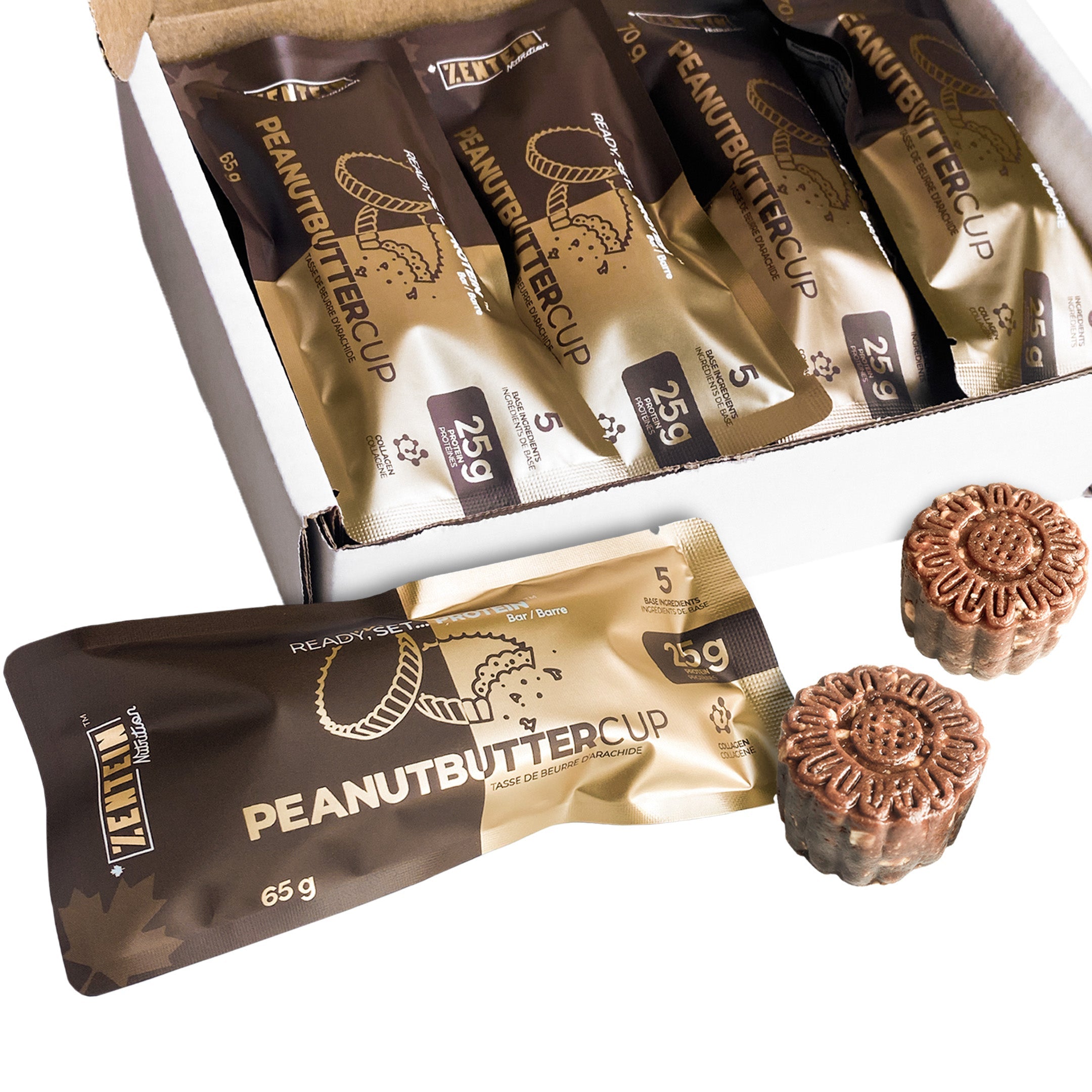 Box of 12 peanut butter cup protein bars with premium dark chocolate and natural oats — view 5