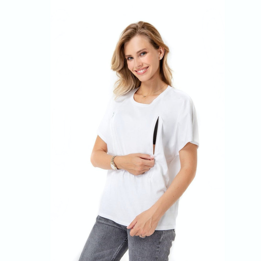 Zip Up Maternity/Nursing T-Shirt-0