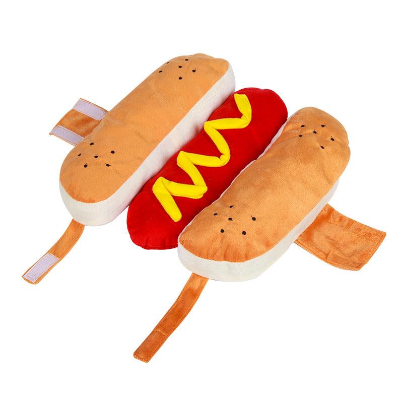 Hot diggity dog costume in vibrant red soft polyester for small to large dogs — view 3