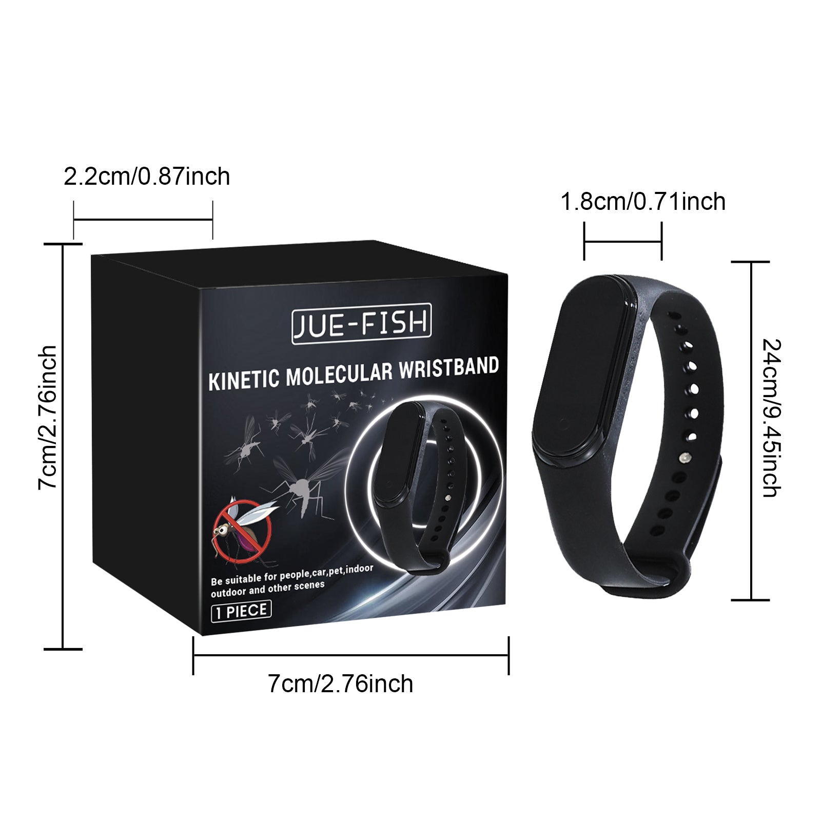 Black ultrasonic mosquito repellent wrist watch with adjustable silicone band for outdoor protection. — view 4