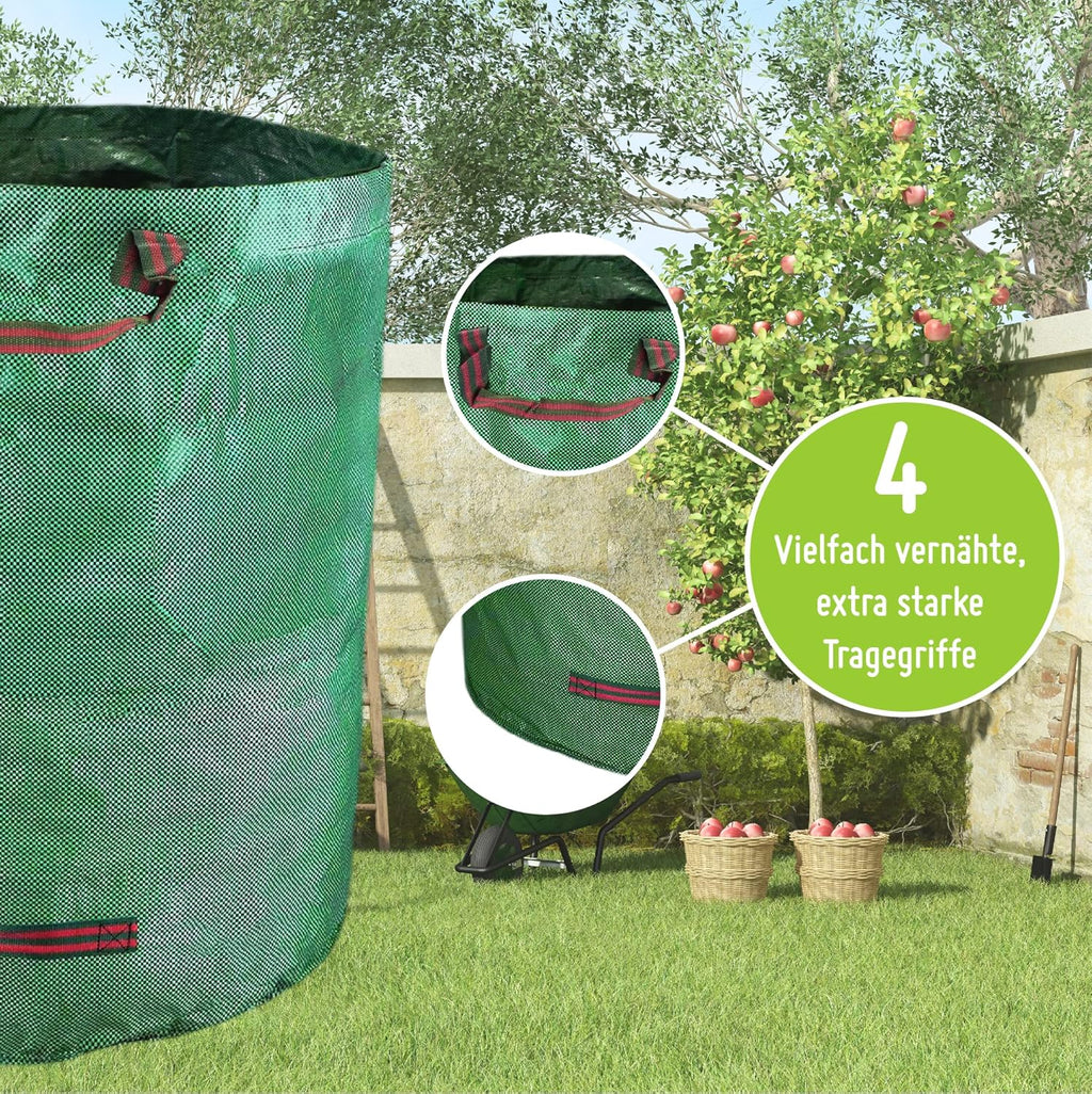 TerraUno heavy duty foldable garden waste bag made of durable woven plastic with carrying handles — view 5