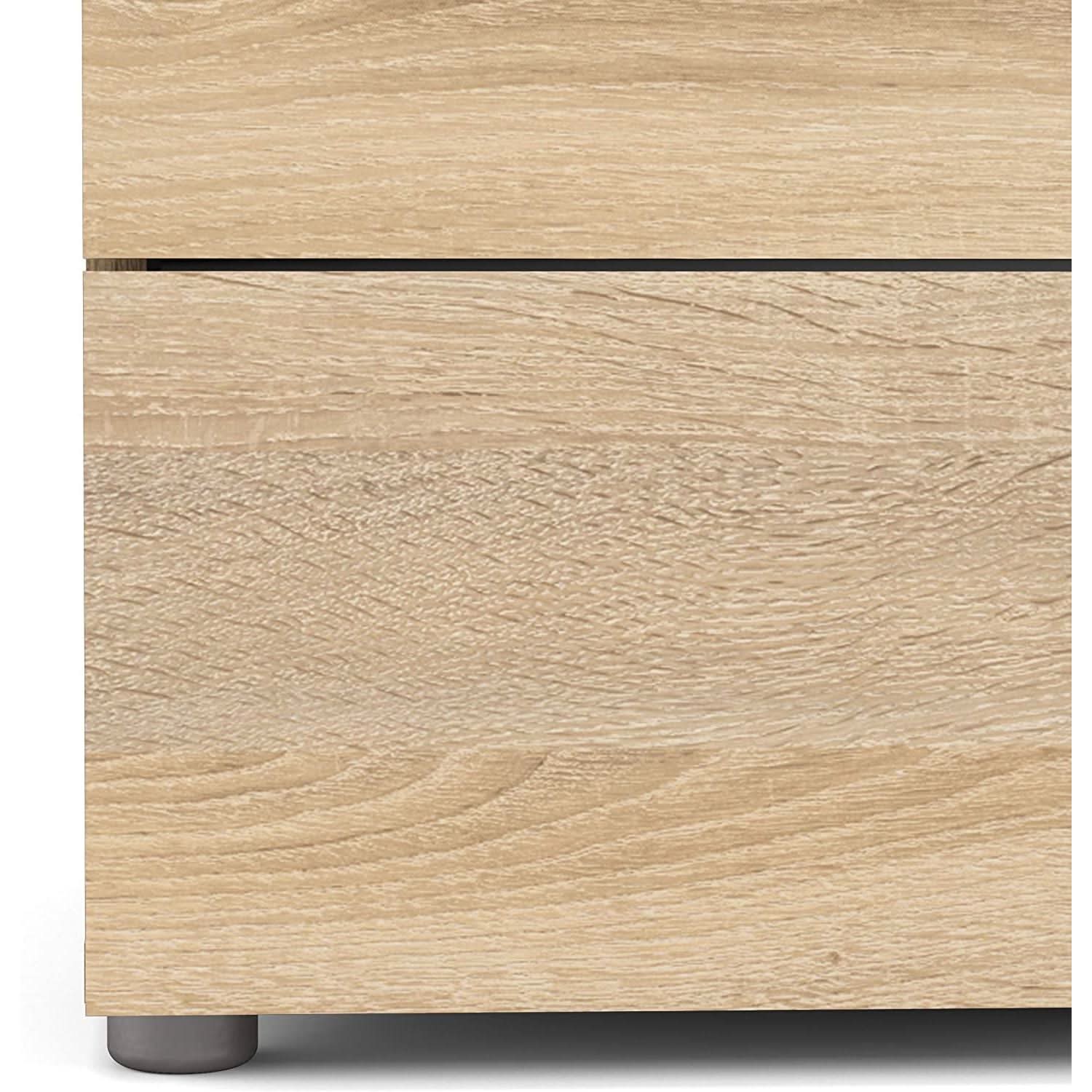 Oak structure four drawer chest with modern silver bar handles for bedroom or entryway storage — view 5
