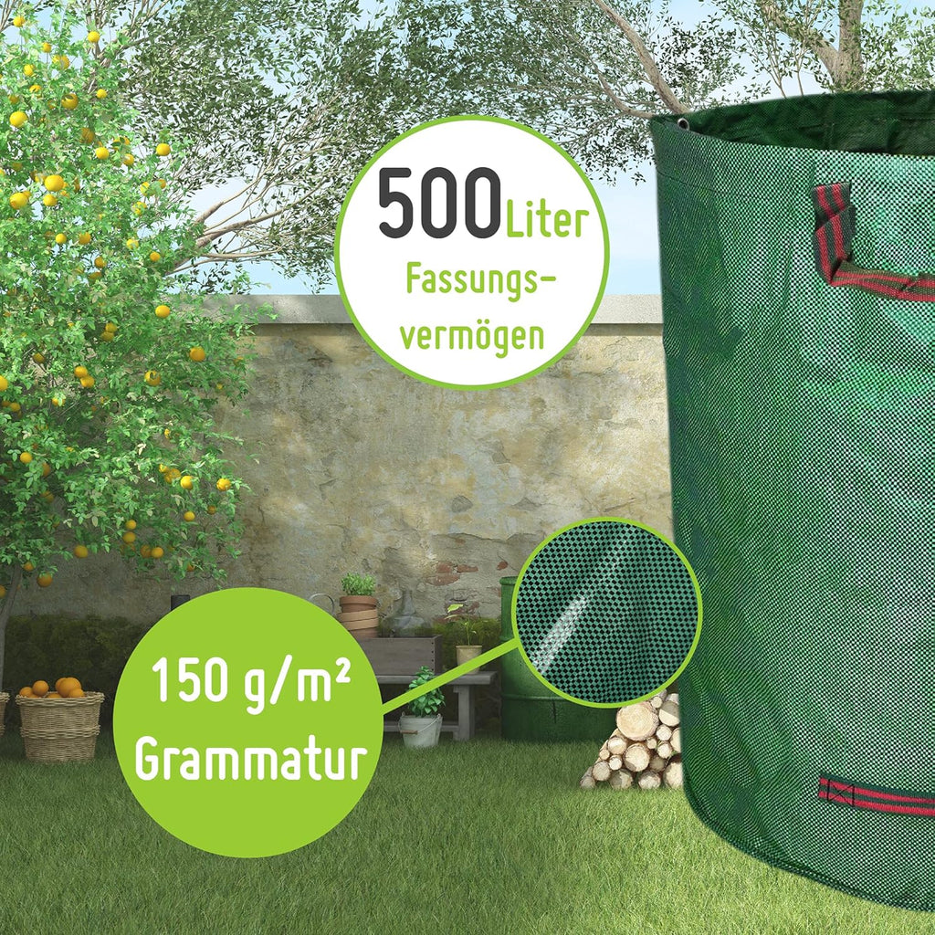 TerraUno heavy duty foldable garden waste bag made of durable woven plastic with carrying handles — view 4