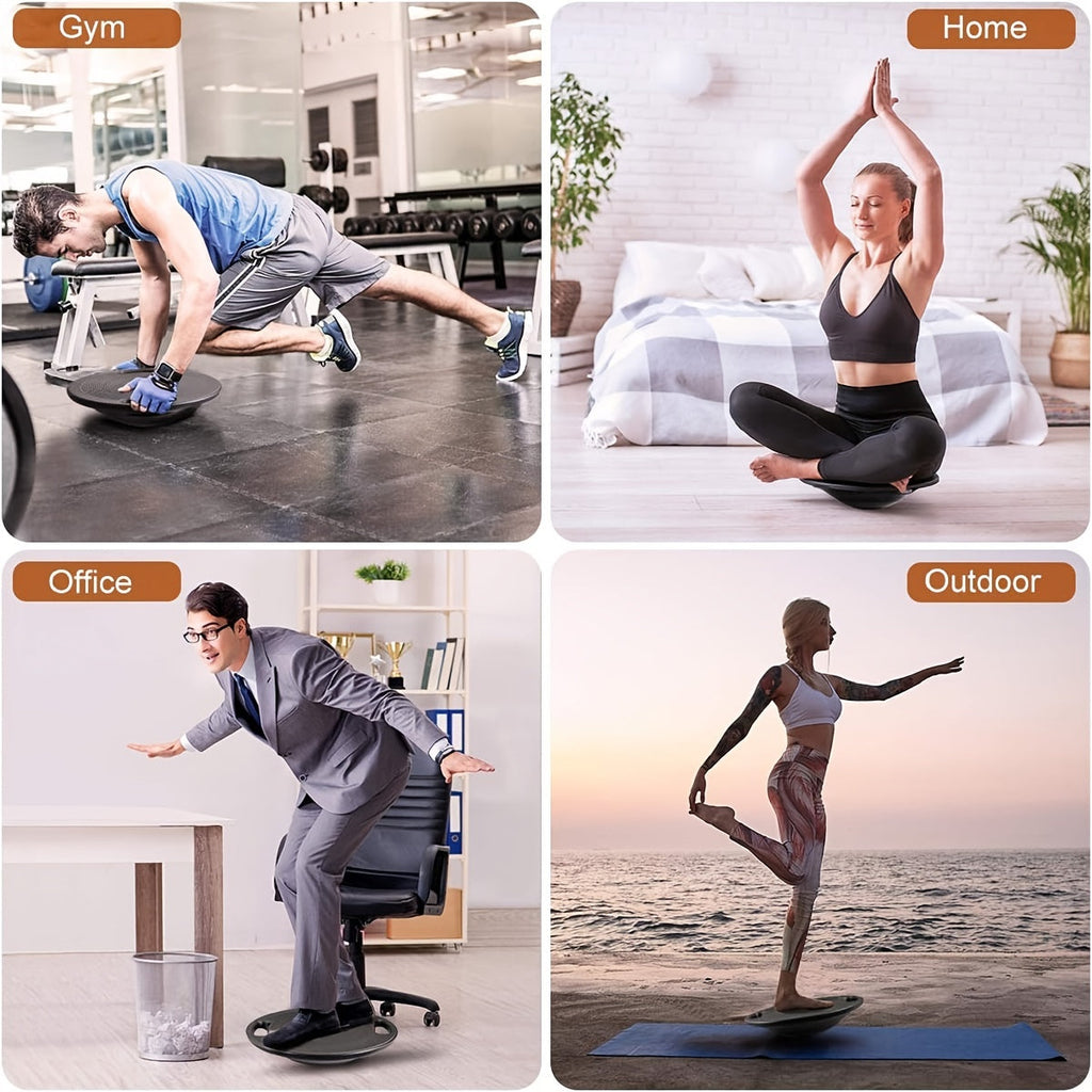 Black non-slip exercise balance board made of durable TPE for core strength training. — view 4