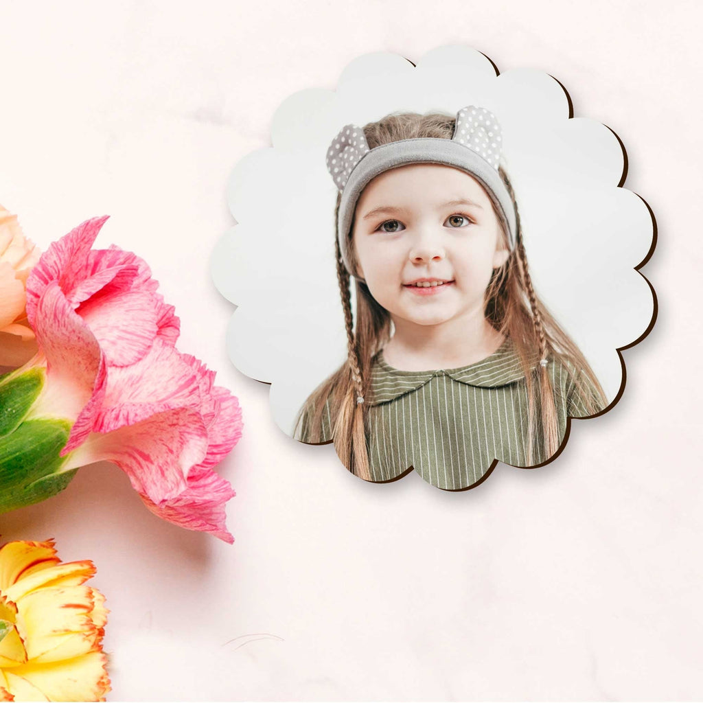 Custom photo refrigerator magnet displaying personalized engagement save the date details and baby shower announcement — view 4
