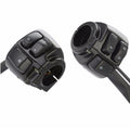 Black aluminum motorcycle handlebar control switches with wiring harness for 1-inch handlebars