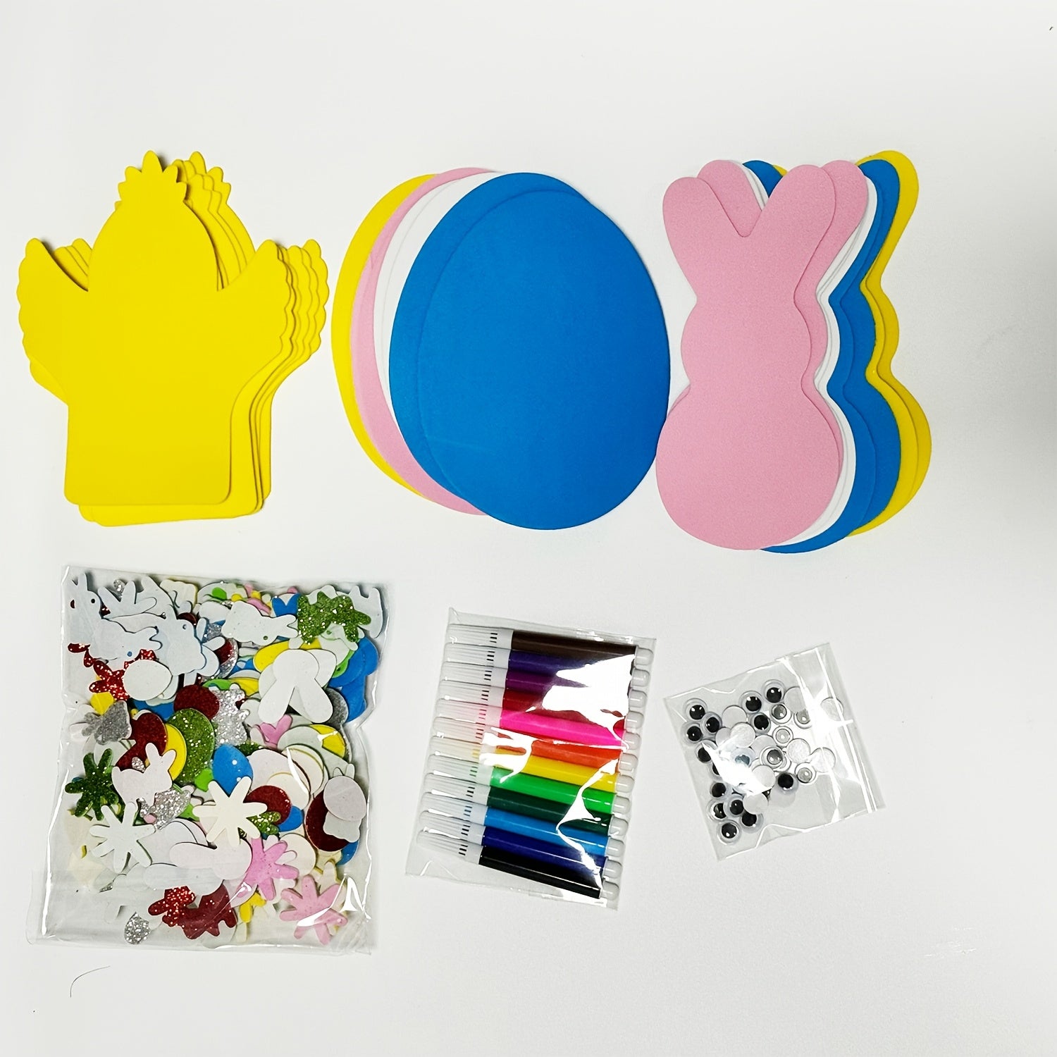 191-piece Easter craft kit with colorful foam stickers, paper bunnies, chicks, and egg decorations — view 5