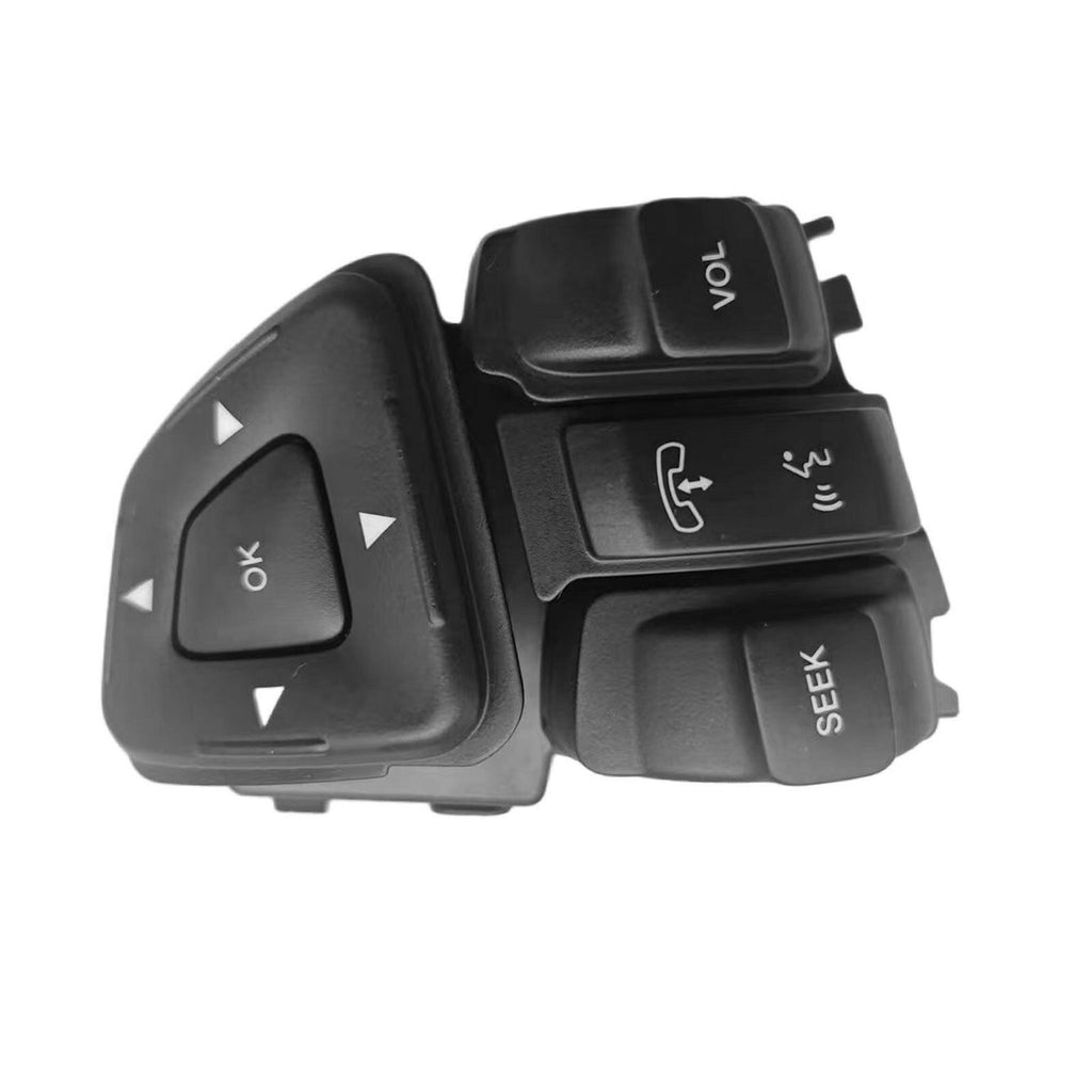 Front right multifunction steering wheel control switch button replacement for Ford vehicles in black plastic — view 4