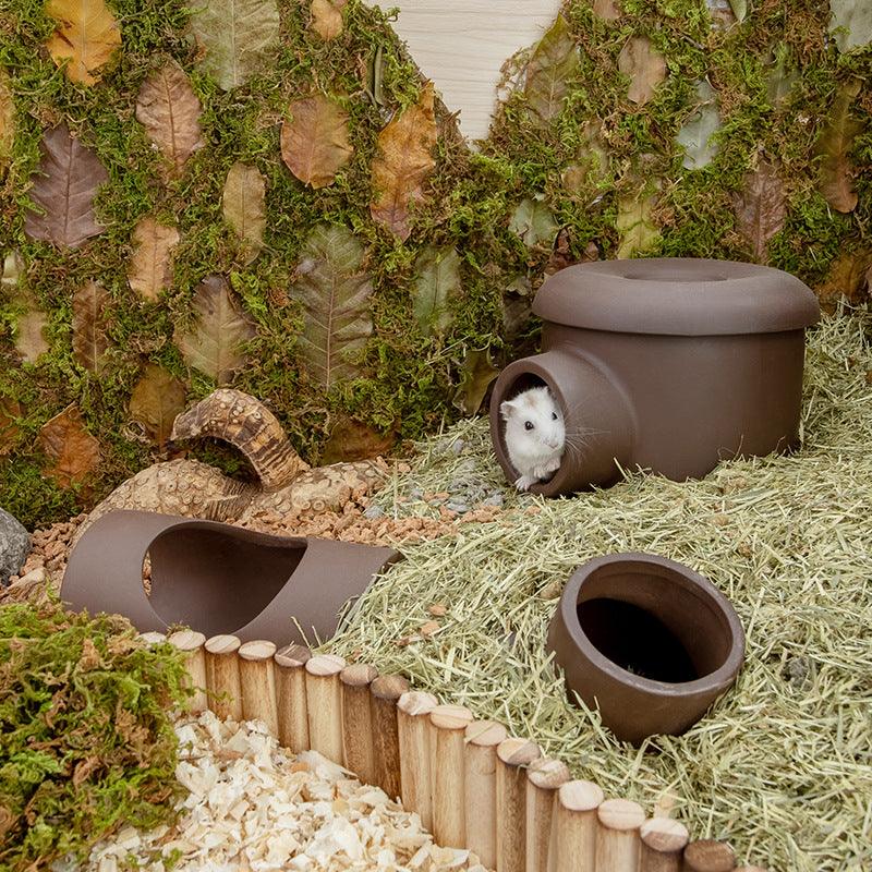Ceramic hamster zisha tunnel room hideout in premium purple clay stone for small pets — view 4