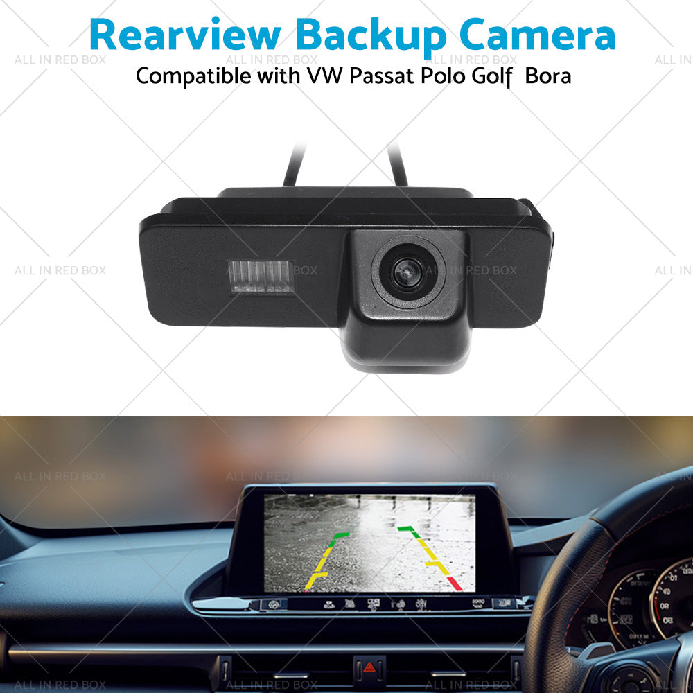 High-definition rear view backup camera for Volkswagen vehicles with wiring cables and power supply. — view 4