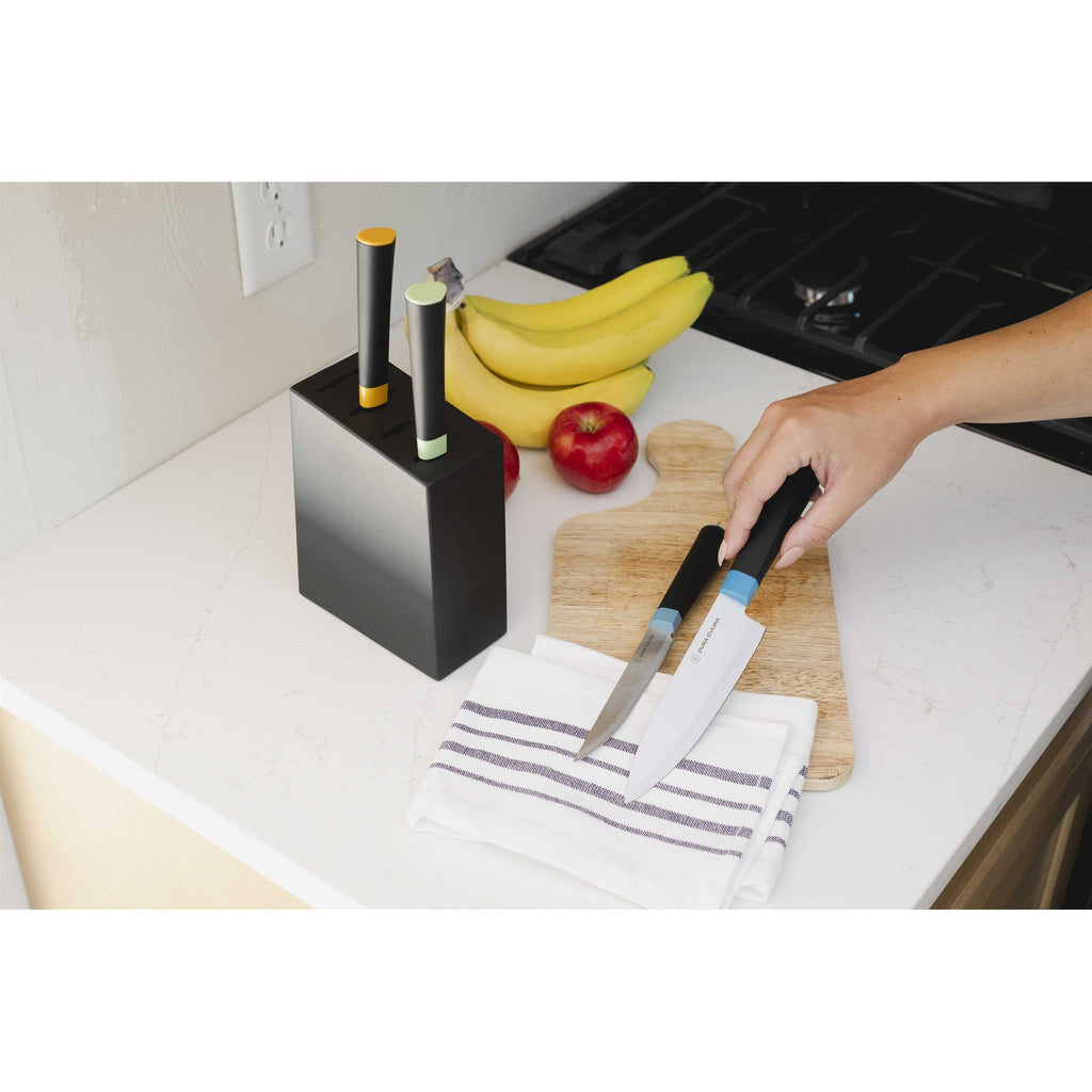 Artistic Edge 5-piece knife block set with colorful ergonomic handles and high-carbon German steel blades — view 4