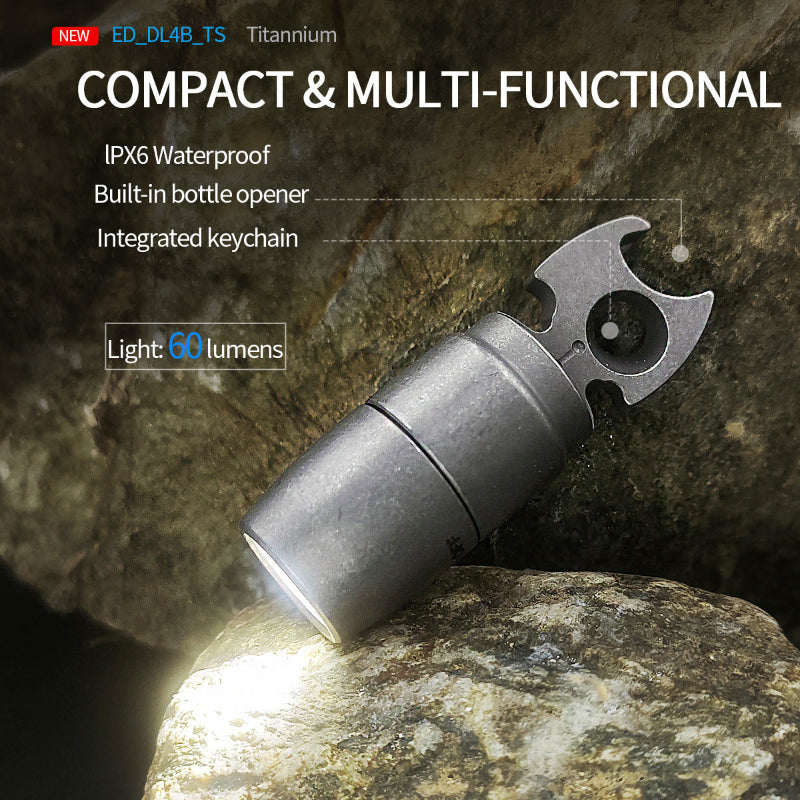 Titanium alloy mini LED keychain flashlight with bottle opener for everyday carry