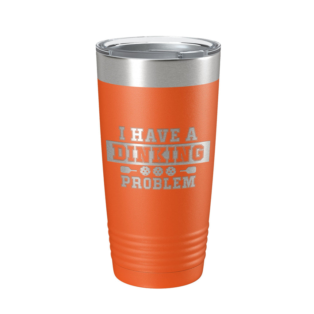 Funny pickleball 20oz insulated tumbler in powder coated stainless steel with clear lid and narrow base — view 5
