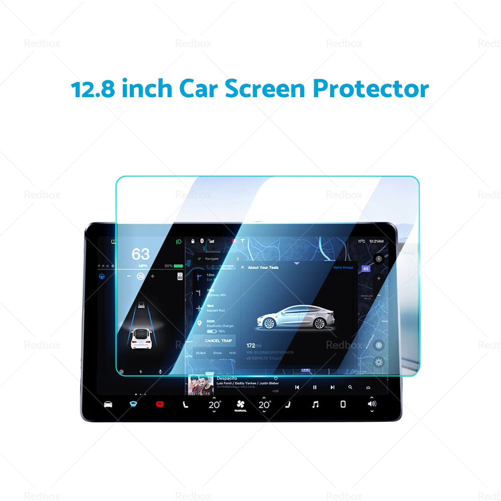Clear tempered glass car screen protector designed for center control dashboard navigation displays — view 5