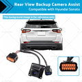 Black vehicle rear view backup camera made of rust-resistant metal with a wide angle lens.