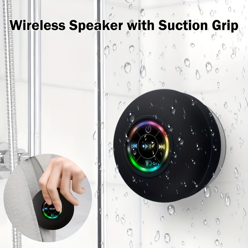 Portable waterproof Bluetooth speaker with suction cup mount and colorful RGB lighting — view 3