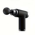 Portable black mini massage gun with four interchangeable attachment heads for deep tissue muscle recovery
