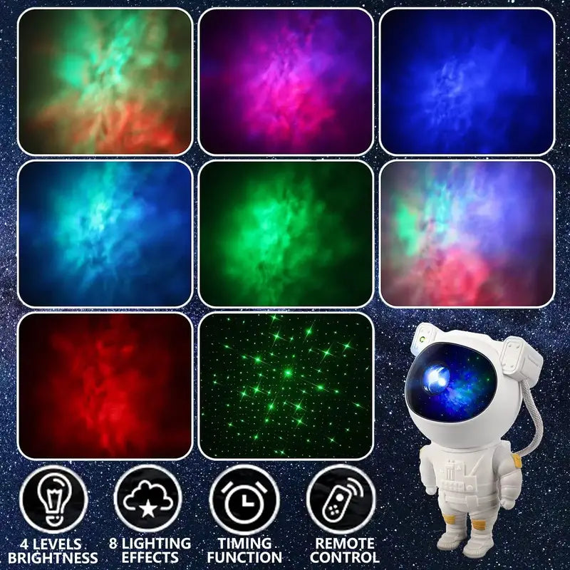 Astronaut starry sky night light, white matte plastic star projector for a kid room tabletop — view 4