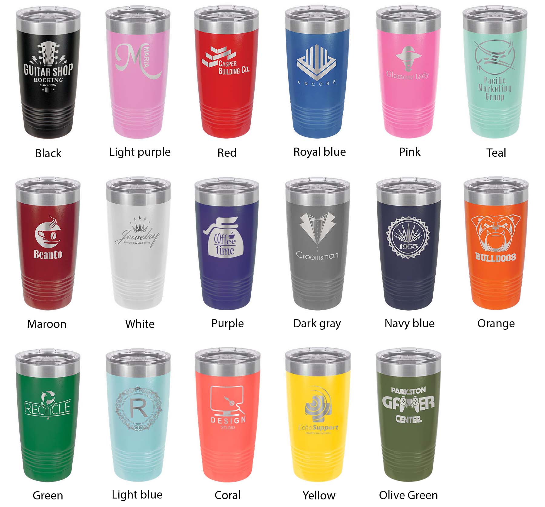 Funny pickleball 20oz insulated tumbler in powder coated stainless steel with clear lid and narrow base — view 4