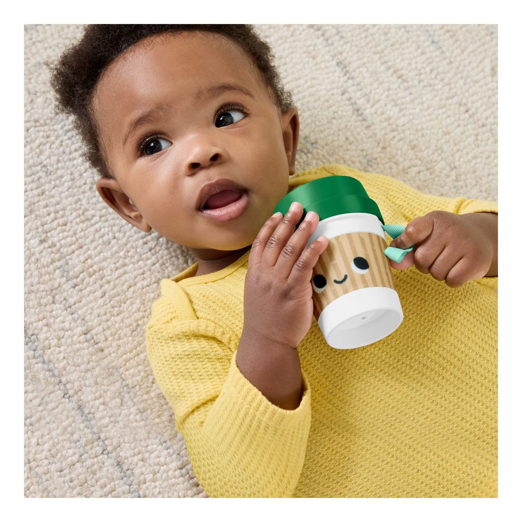 Fisher-Price mini coffee cup baby teether and sensory rattle with pretend coffee beans inside — view 5