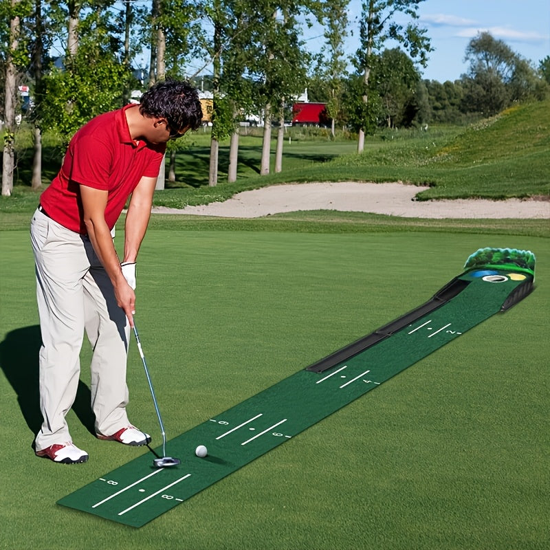 Golf putting mat set with automatic ball return, green felt surface, and ABS plastic base — view 3