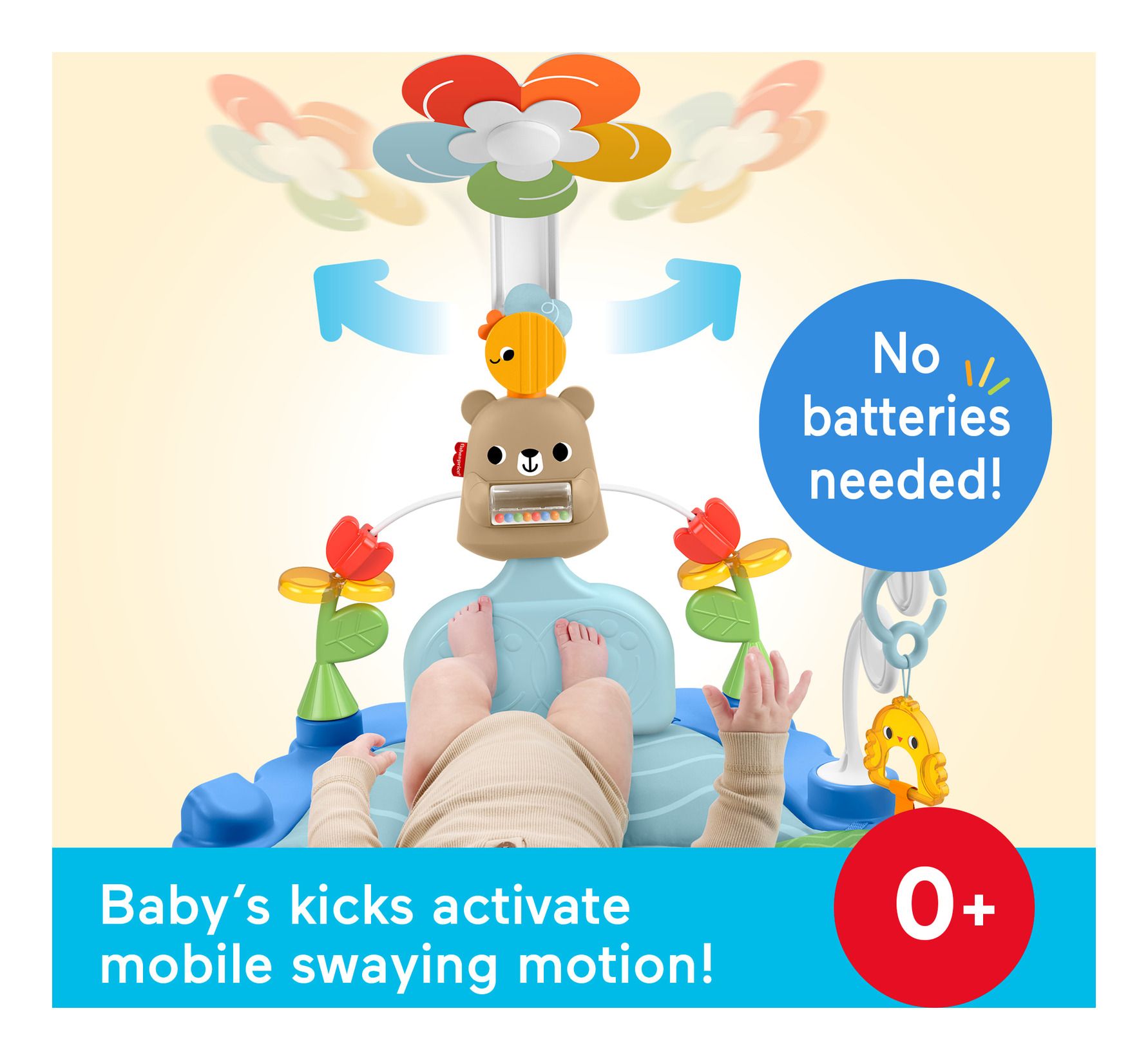 Fisher-Price 3-in-1 baby activity gym and play mat with swaying mobile and sensory toys — view 3