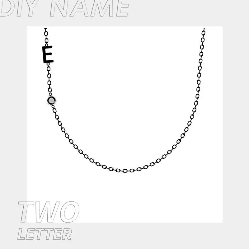 Stainless steel English letter initial name necklace in gold, rose gold, or steel finish — view 5