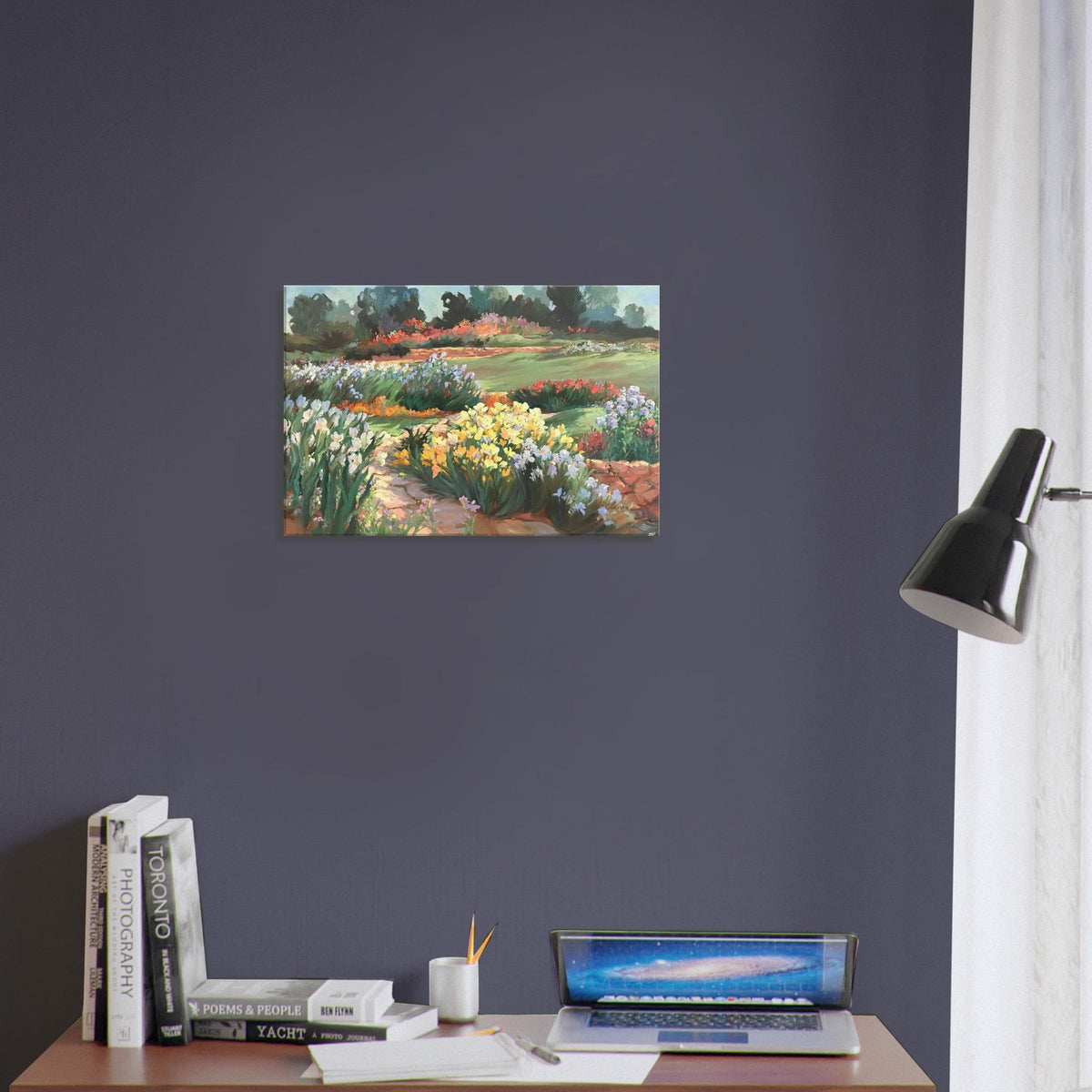 'Sunlit Garden in Bloom' Floral I 16x24 inch Art Print on Canvas I Original Artwork by American Artist Barbara Cleary-2