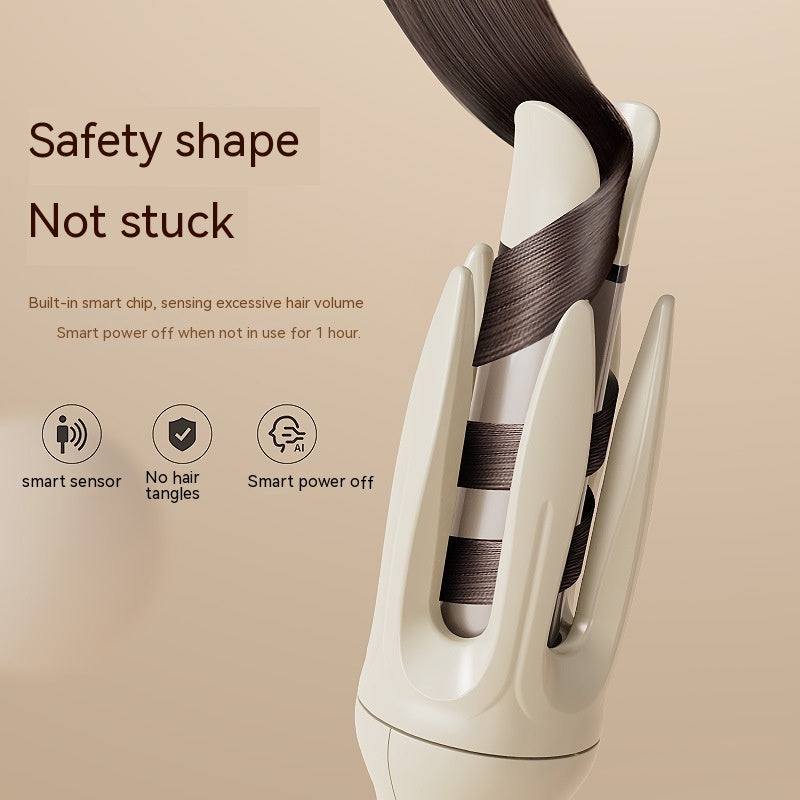 Automatic hair curler styling tool with ergonomic handle, anti-scald design, and digital display screen — view 3