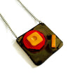 Abstract Geometric Pendant Necklace in Gray, Red, Yellow. Chunky Handmade Polymer Clay-4