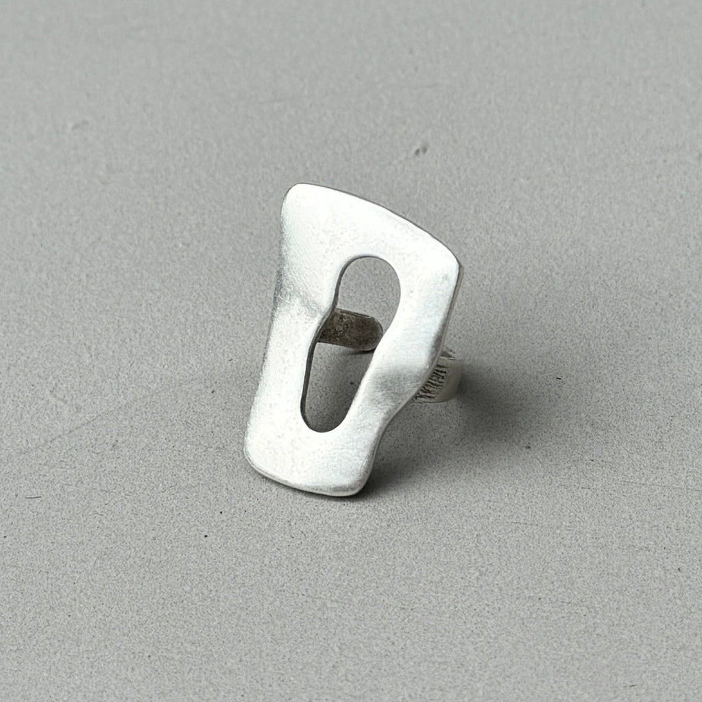 Oversized Abstract Statement Silver Ring-0
