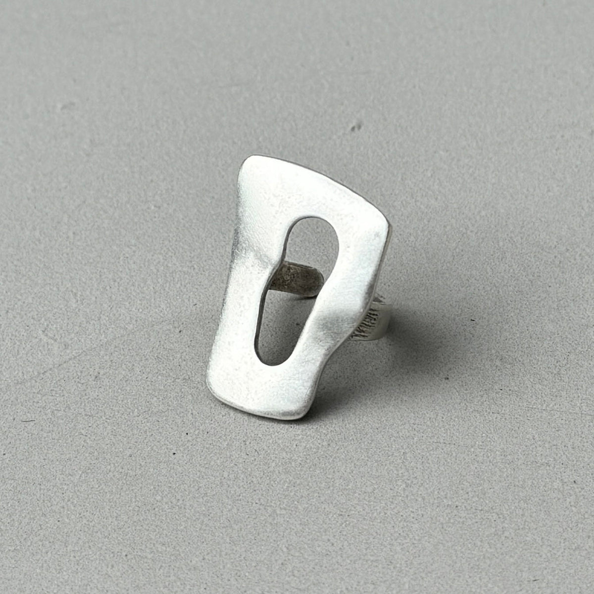 Oversized Abstract Statement Silver Ring-0