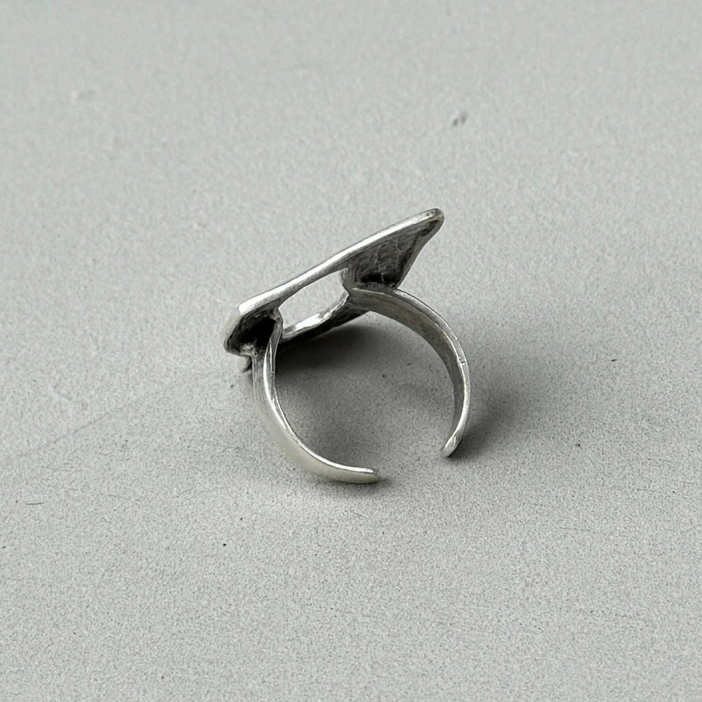 Oversized Abstract Statement Silver Ring-1