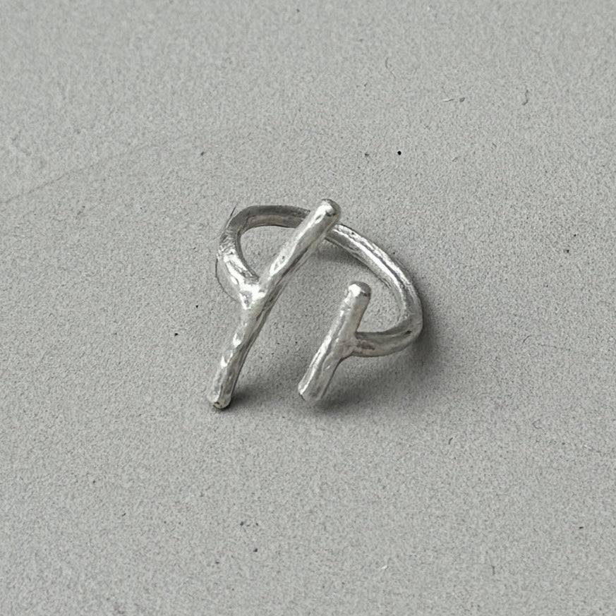 2 Lines Minimalist Silver Ring-0