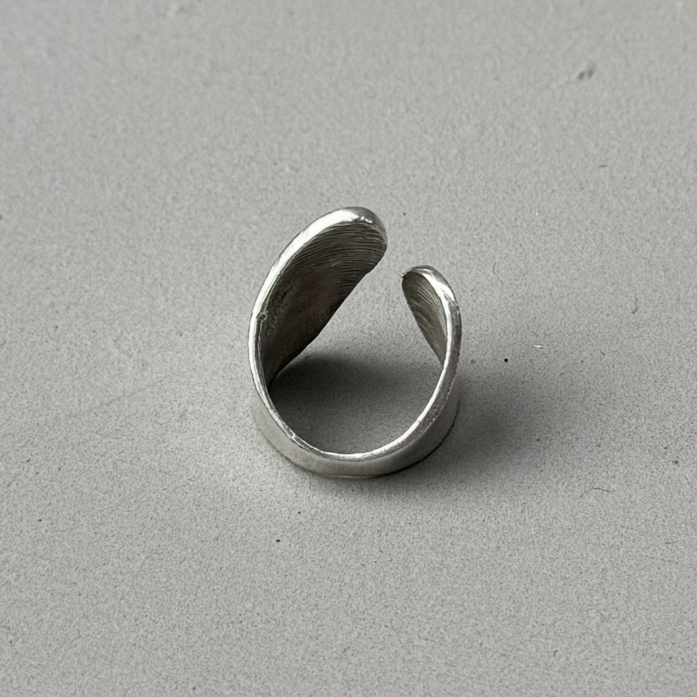 Abstract Asymmetric Silver Ring-1