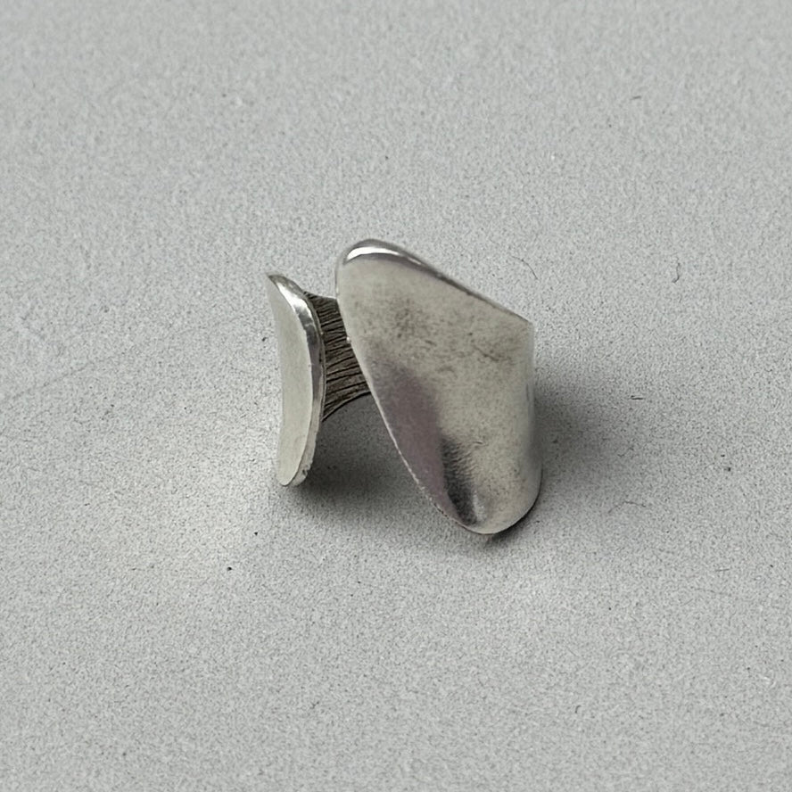Abstract Asymmetric Silver Ring-0