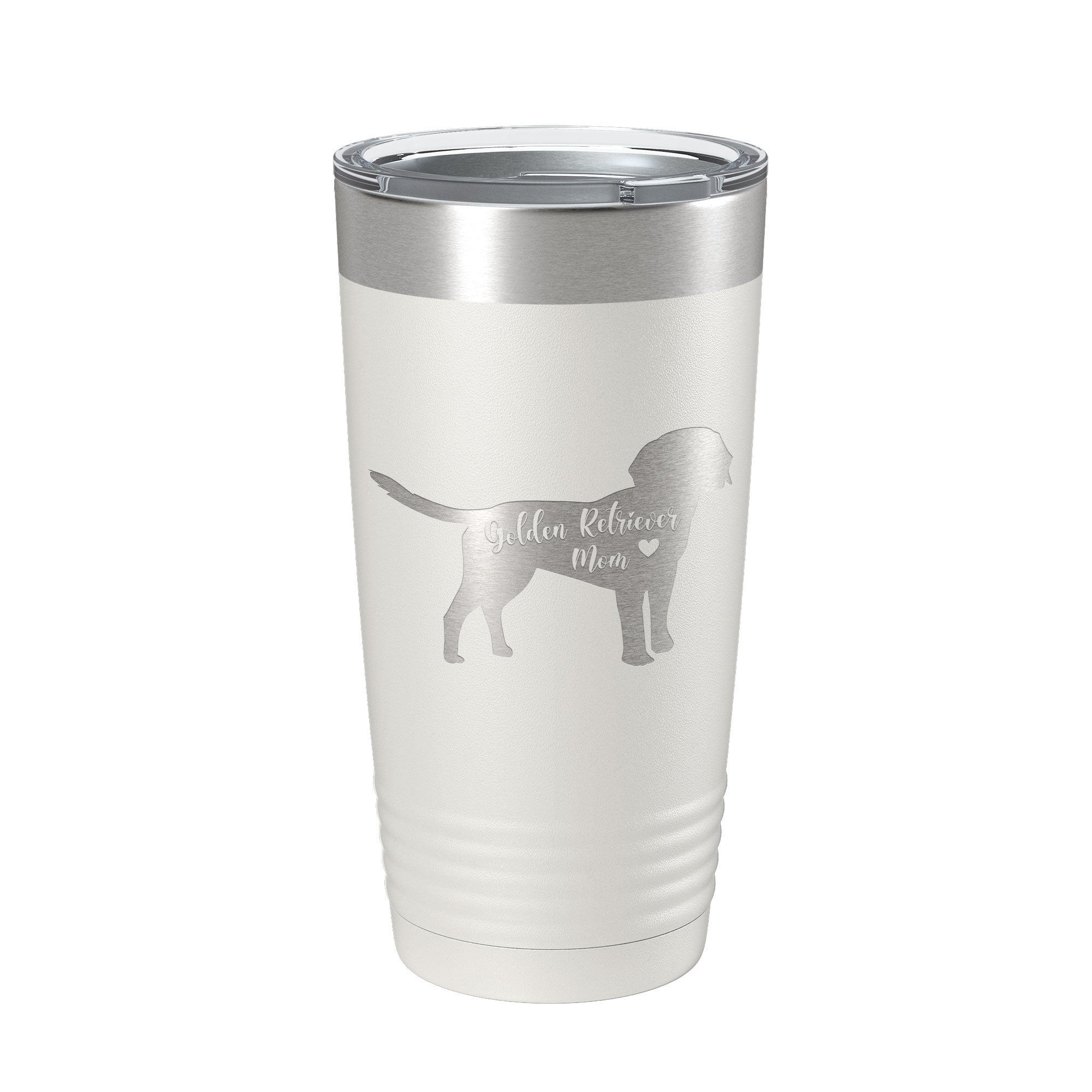 Golden Retriever Mom 20 oz insulated stainless steel travel tumbler with clear lid — view 2