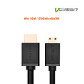 Black 3-meter Mini HDMI to HDMI cable with gold-plated connectors for digital cameras