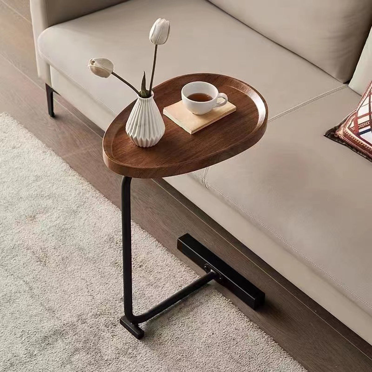 C-shaped Brown Side Table-2